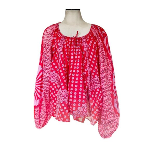 Boho Elena Floral Print Top  size M , red and pink print. - Picture 1 of 8